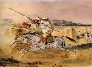 Artist Eugene Delacroix's Work - Arab fantasia 1832