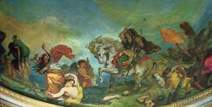 Artist Eugene Delacroix's Work - Attila and his hordes overrun italy and the arts 1847