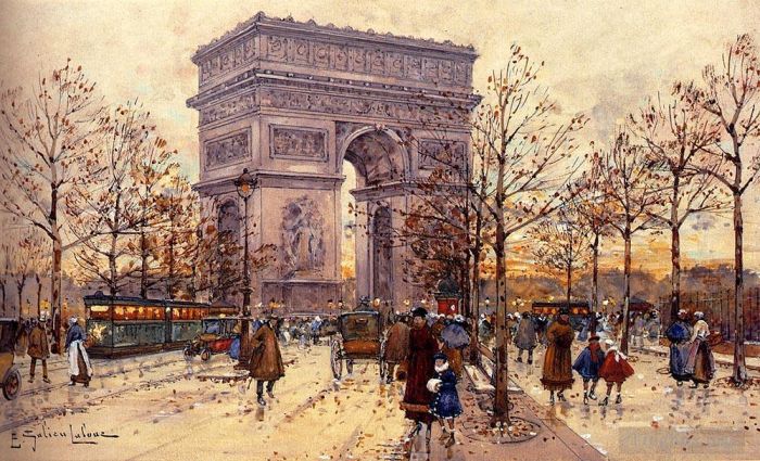 Eugène Galien-Laloue Various Paintings - Arc De Triomphe Parisian