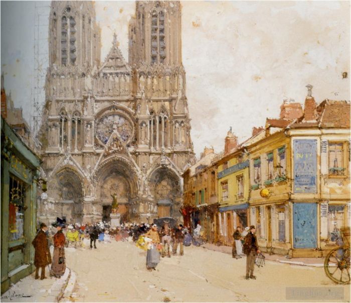 Eugène Galien-Laloue Various Paintings - La Cathedrale de Reims