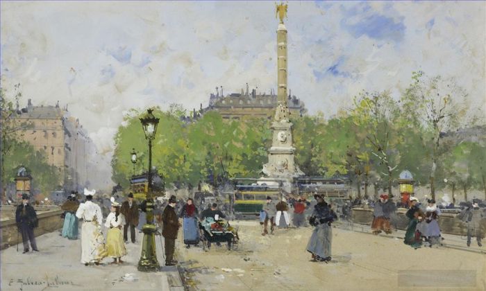 Eugène Galien-Laloue Various Paintings - Place de Chatelet