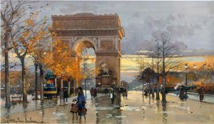 Artist Eugène Galien-Laloue's Work - Place de L etoille a pres la pluie