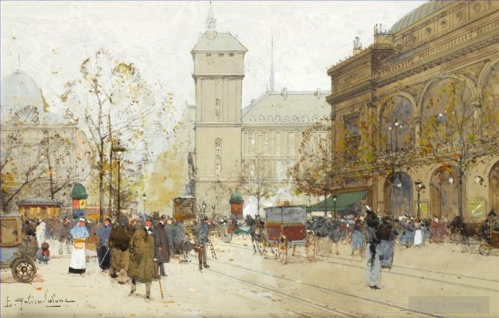 Eugène Galien-Laloue Various Paintings - Place du Chatalet