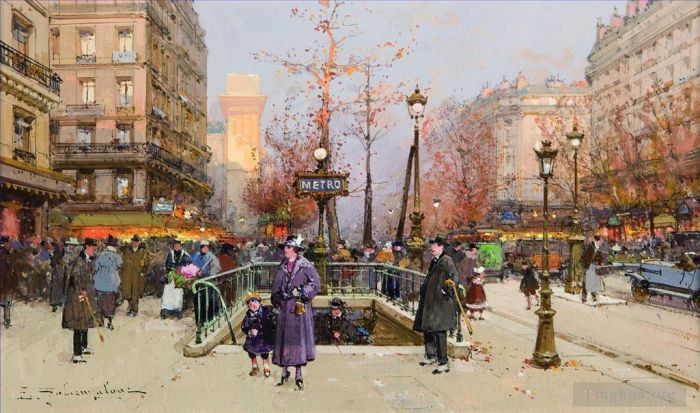 Eugène Galien-Laloue Various Paintings - Porte Saint Martin