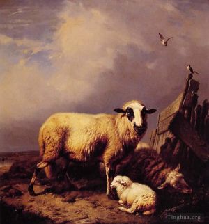 Artist Eugene Joseph Verboeckhoven's Work - Guarding the Lamb