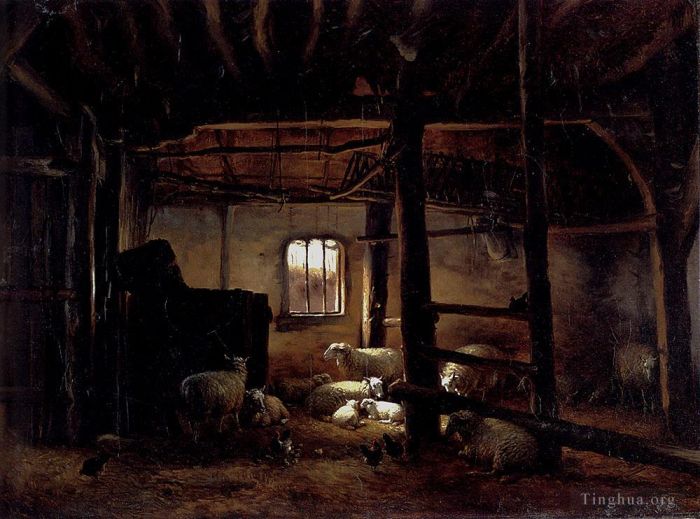 Eugene Joseph Verboeckhoven Oil Painting - In The Stable
