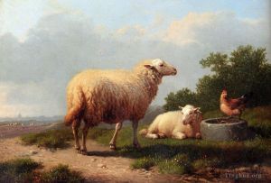 Artist Eugene Joseph Verboeckhoven's Work - Sheep In A Meadow