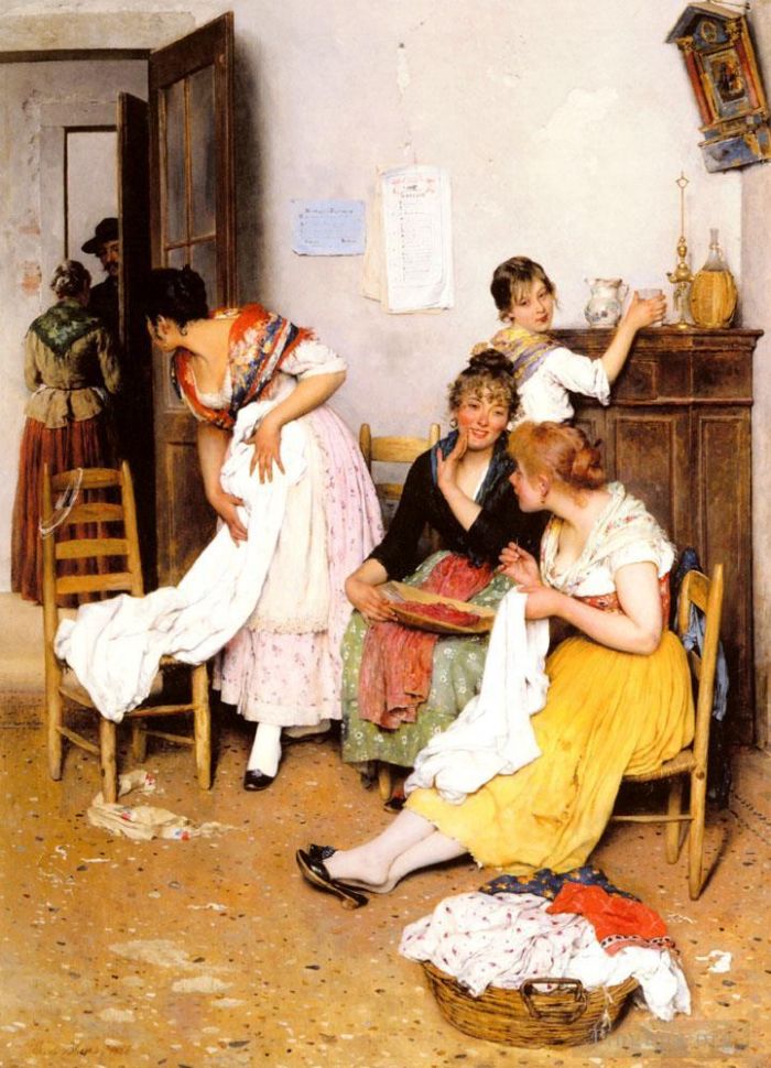 Eugene de Blaas Oil Painting - De The New Suitor lady