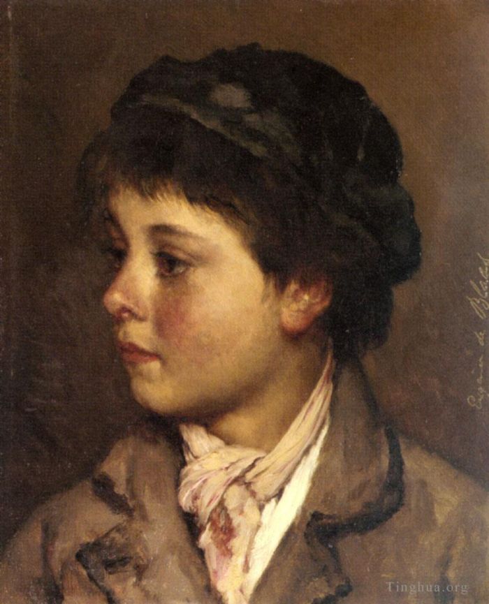 Eugene de Blaas Oil Painting - Head Of A Young Boy lady