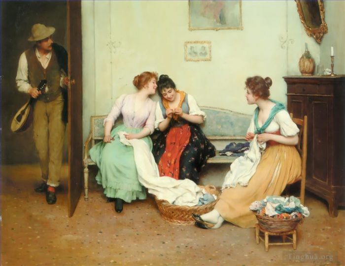 Eugene de Blaas Oil Painting - The Friendly Gossips lady