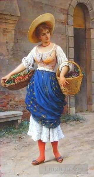 Eugene de Blaas Oil Painting - The Fruit Seller lady