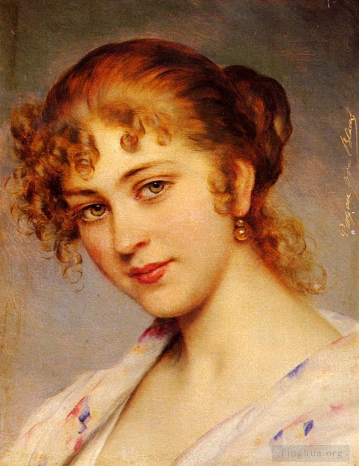 Eugene de Blaas Oil Painting - Von A Portrait Of A Young Lady lady