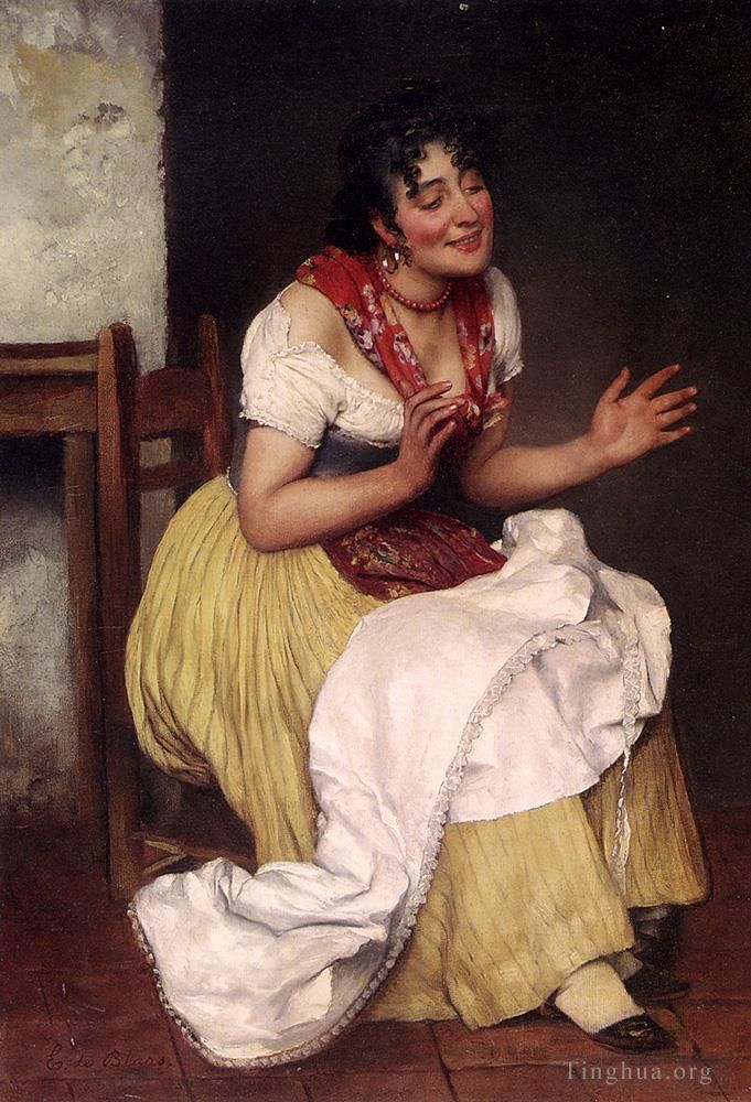 Eugene de Blaas Oil Painting - Von An Interesting Story lady