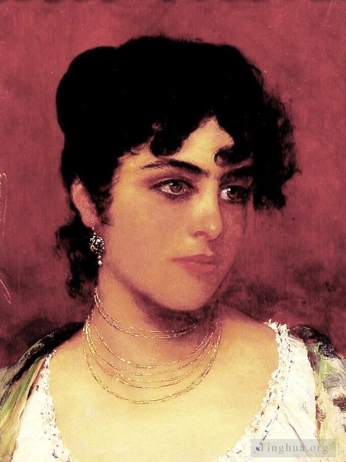 Eugene de Blaas Oil Painting - Young Italian Beauty lady