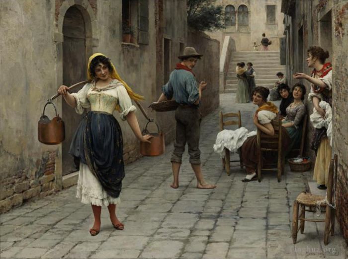 Eugene de Blaas Oil Painting - Von Catch of the Day lady