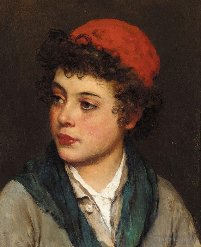 Eugene de Blaas Oil Painting - Von Portrait of a Boy lady
