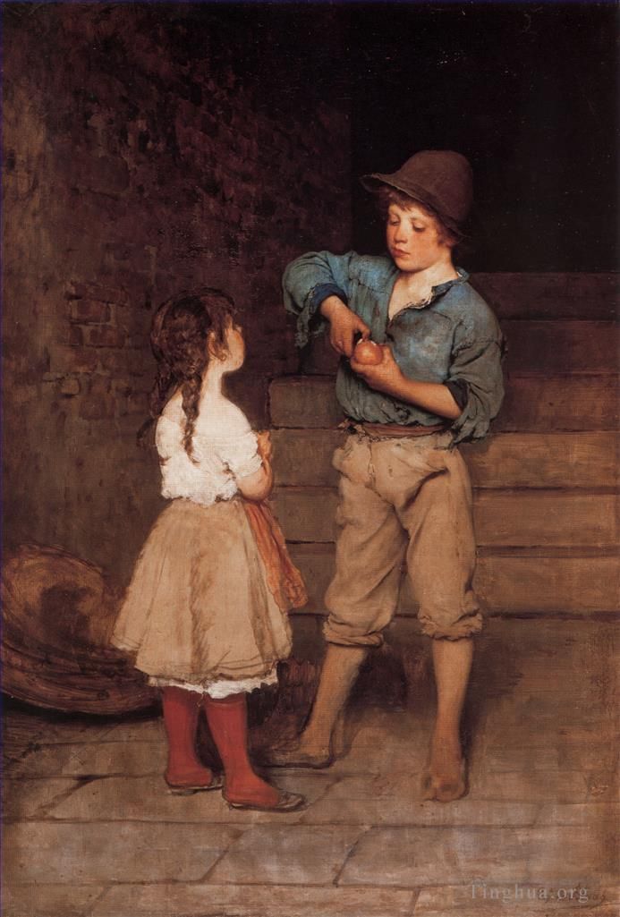 Eugene de Blaas Oil Painting - Von Two Children lady