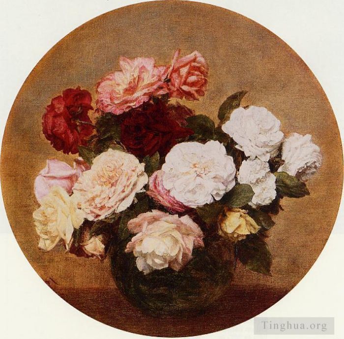 Henri Fantin-Latour Oil Painting - A Large Bouquet of Roses