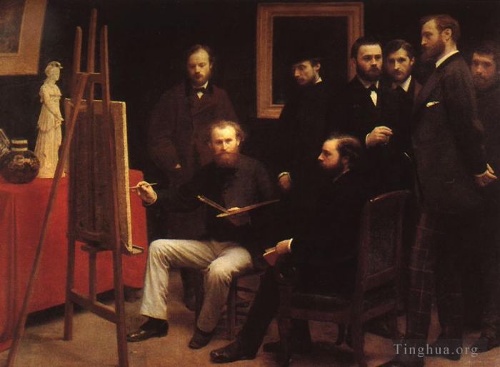 Henri Fantin-Latour Oil Painting - An Atelier in the Batignolles 1870