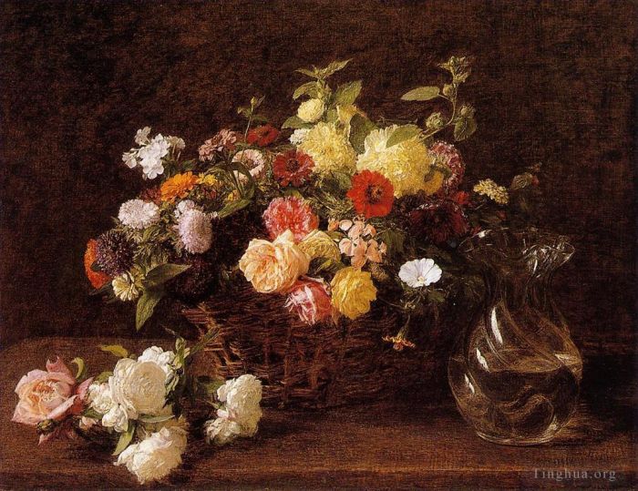 Henri Fantin-Latour Oil Painting - Basket of Flowers