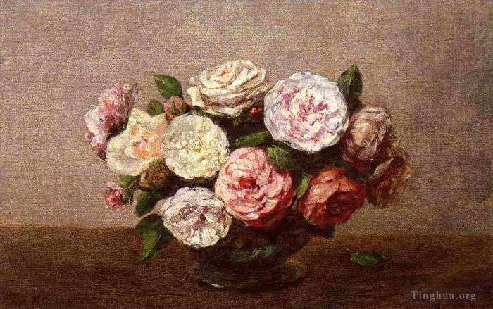 Henri Fantin-Latour Oil Painting - Bowl of Roses