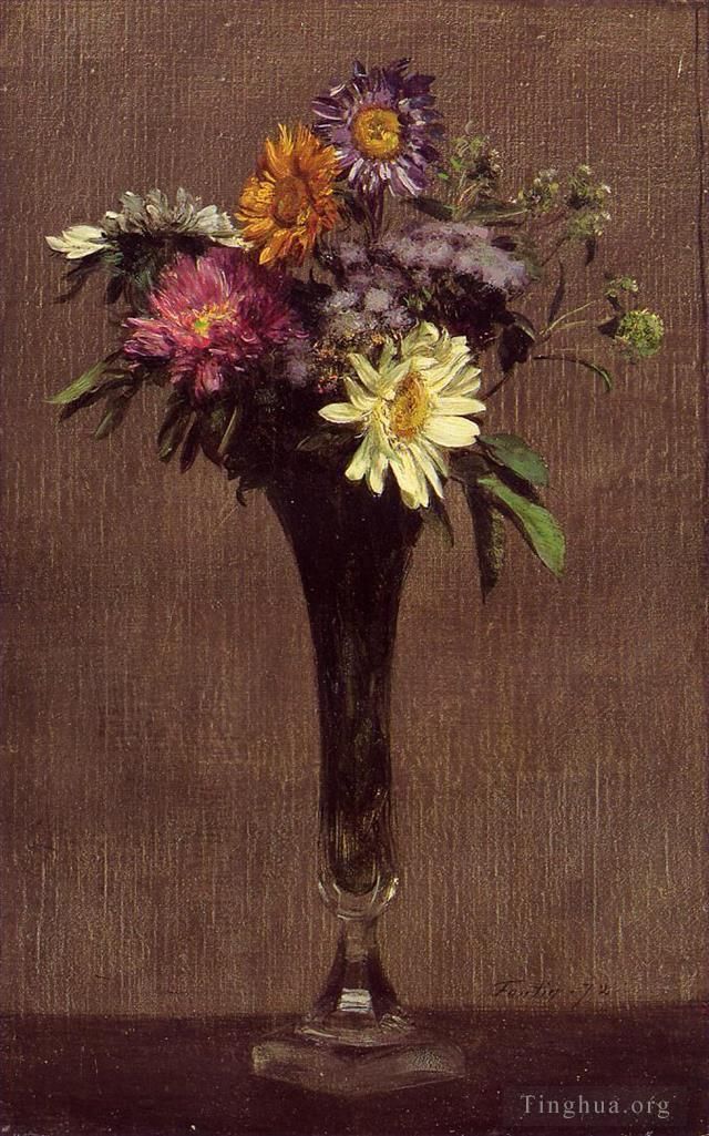 Henri Fantin-Latour Oil Painting - Daisies and Dahlias