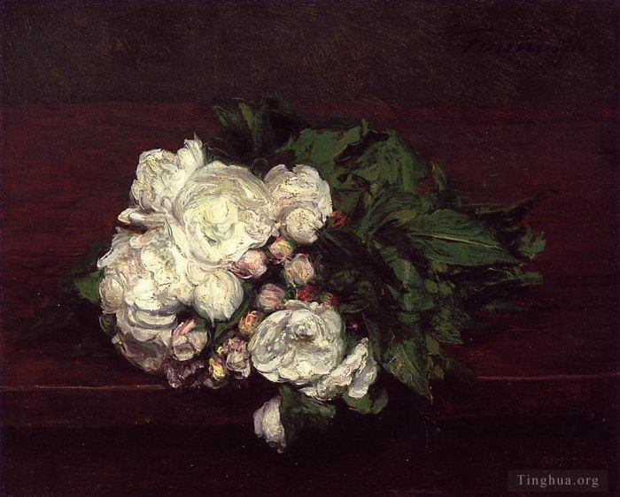 Henri Fantin-Latour Oil Painting - Flowers White Roses