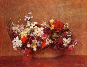 Artist Henri Fantin-Latour's Work - Flowers in a Bowl