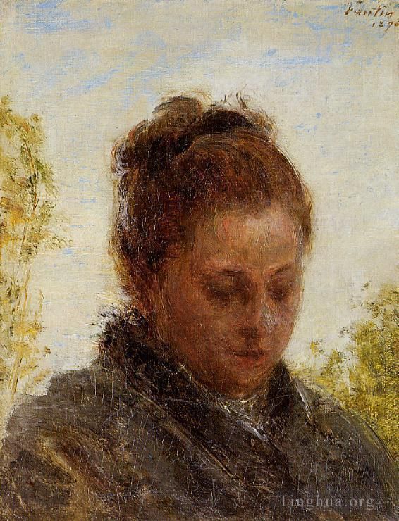 Henri Fantin-Latour Oil Painting - Head of a Young Woman