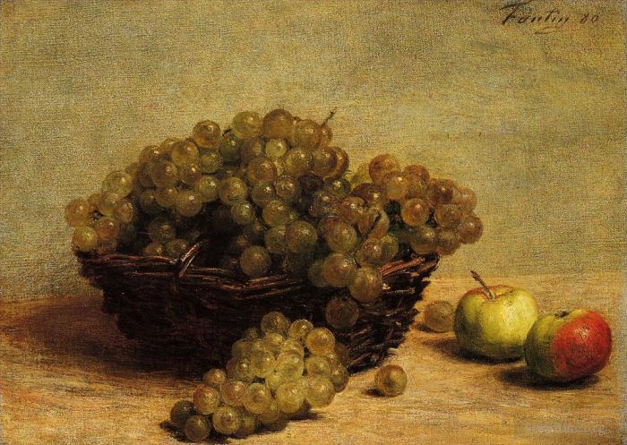 Henri Fantin-Latour Oil Painting - Nature Morte Raisin et Pommes dApi