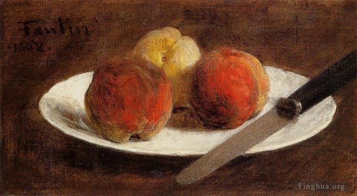 Henri Fantin-Latour Oil Painting - Plate of Peaches