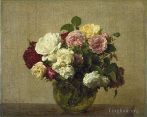 Artist Henri Fantin-Latour's Work - Roses 1885
