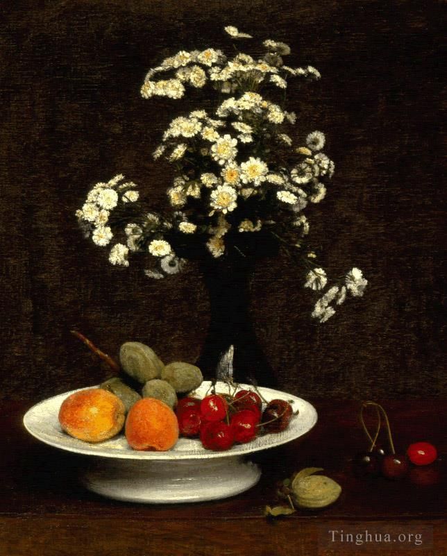 Henri Fantin-Latour Oil Painting - Still Life With Flowers 1864