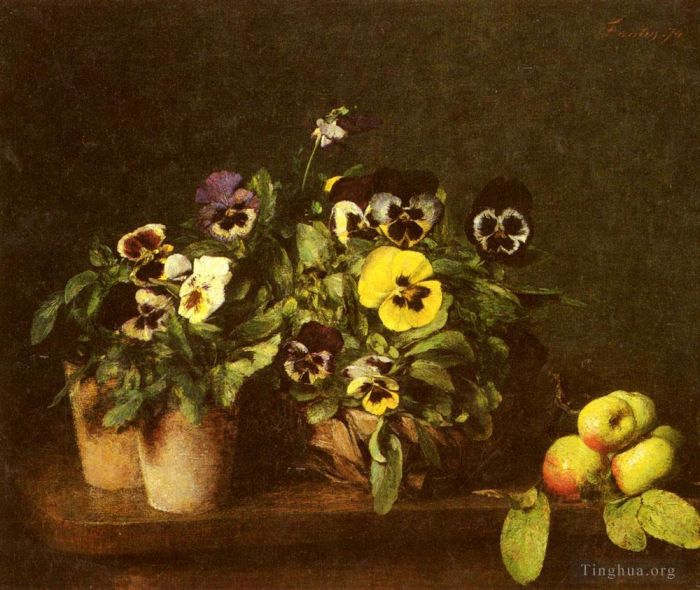 Henri Fantin-Latour Oil Painting - Still Life With Pansies