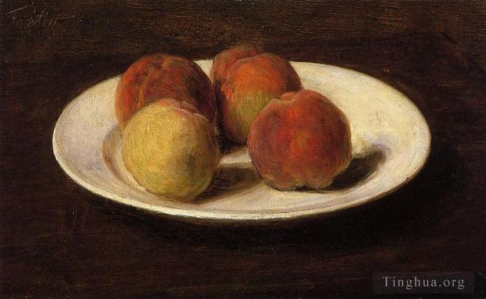 Henri Fantin-Latour Oil Painting - Still Life of Four Peaches