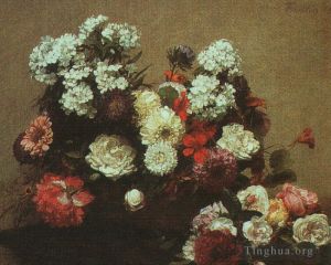 Artist Henri Fantin-Latour's Work - Still Life with Flowers 1881