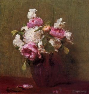 Artist Henri Fantin-Latour's Work - White Peonies and Roses Narcissus