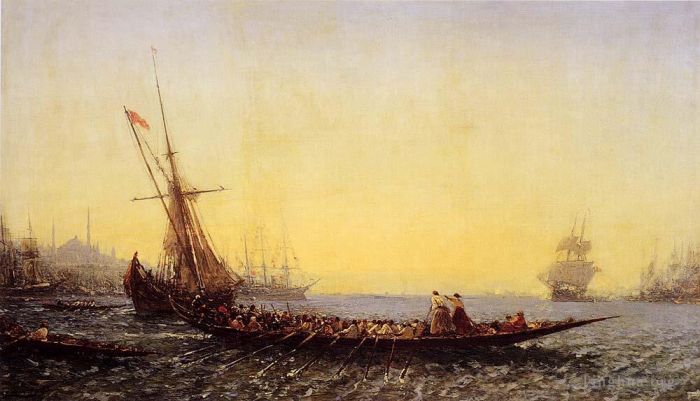Felix Ziem Oil Painting - Harbour In Constantinople