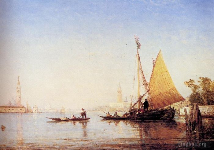 Felix Ziem Oil Painting - The Grand Canal Venice