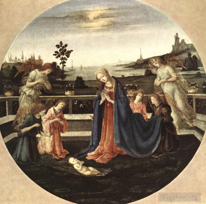 Filippino Lippi Oil Painting - Adoration of the Child 1480