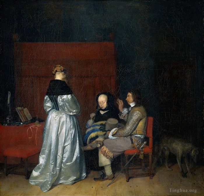 Filippino Lippi Oil Painting - Borch II Gerard ter Gallant Conversation known as The Paternal Admonition