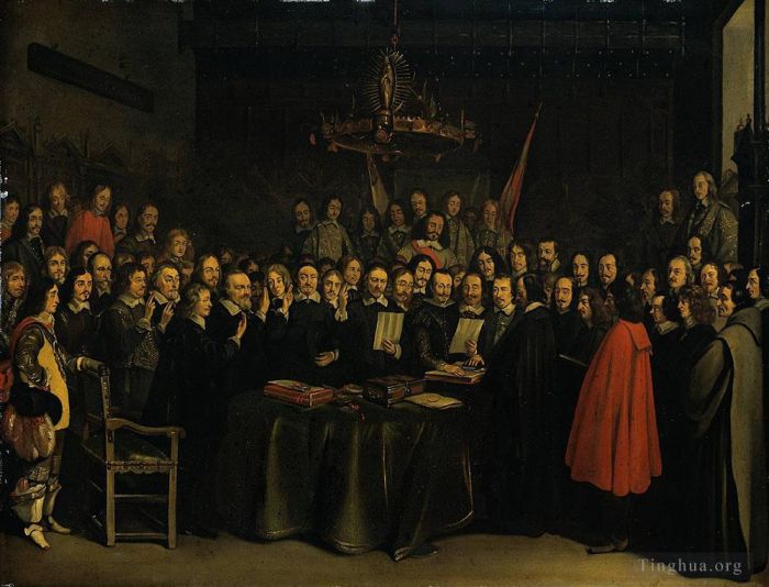 Filippino Lippi Oil Painting - Borch II Gerard ter The Ratification of the Treaty of Munster 1May 1648