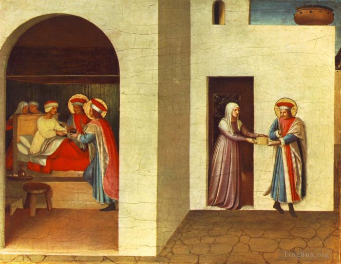 Fra Angelico Various Paintings - The Healing Of Palladia By Saint Cosmas And Saint Damian
