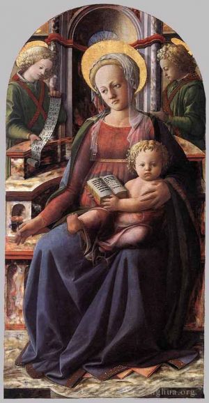 Artist Fra Filippo Lippi's Work - Madonna And Child Enthroned With Two Angels