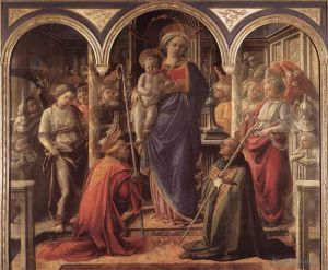 Artist Fra Filippo Lippi's Work - Madonna And Child With St Fredianus And St Augustine