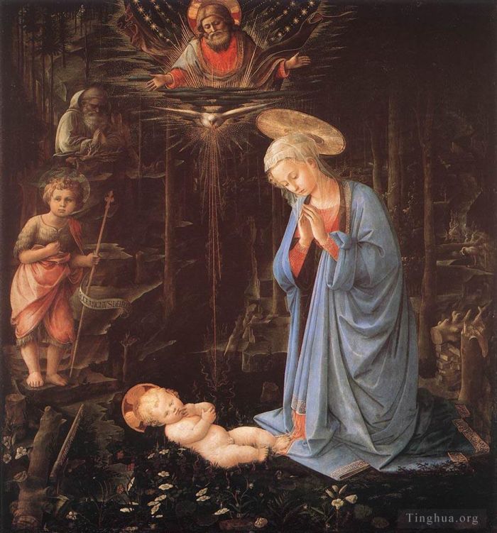 Fra Filippo Lippi Various Paintings - Madonna In The Forest