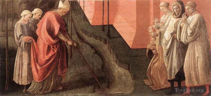 Fra Filippo Lippi Various Paintings - St Fredianus Diverts The River Serchio