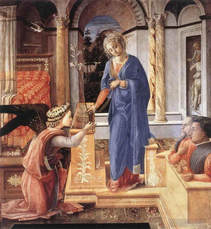 Fra Filippo Lippi Various Paintings - The Annunciation Wih Two Kneeling Donors