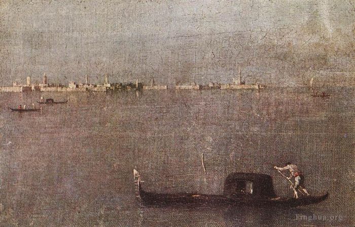 Francesco Guardi Oil Painting - Gondola in the Lagoon