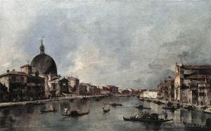 Artist Francesco Guardi's Work - The Grand Canal with San Simeone Piccolo and Santa Lucia